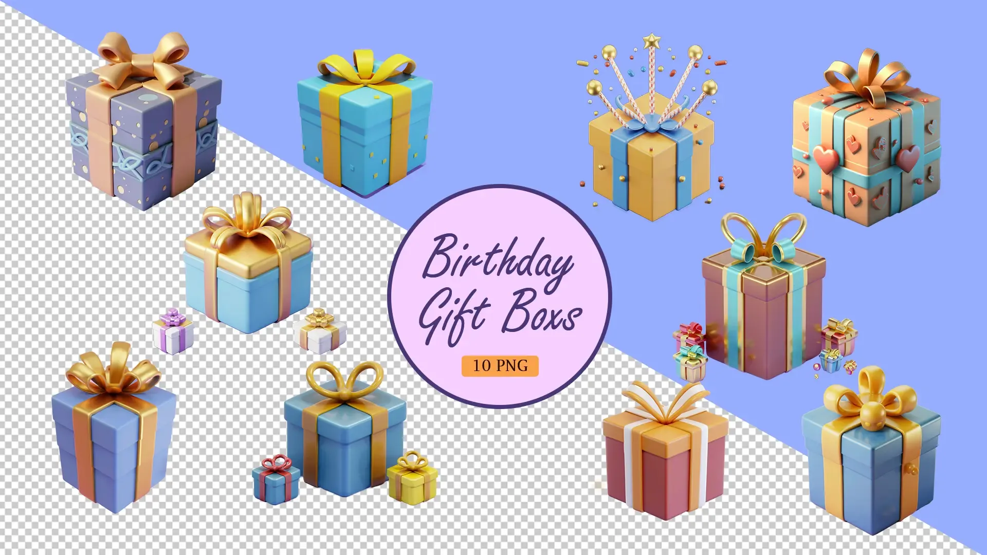 Elegant 3D Gift Box Icons Pack